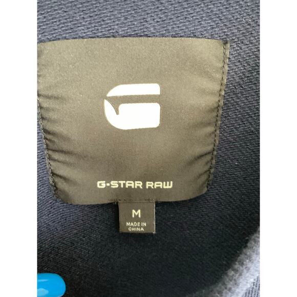 GStar Raw Sweatshirt Mens Medium Blue Spellout Colorblock Crew Neck Pullover - Picture 2 of 5